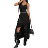 image:imageGORGLITTER Womens Lace Mesh Cowgirl Maxi Dress Summer Casual Y2K Asymmetrical Sleeveless Ruffle Sexy Going Out DressesBlack