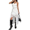image:imageGORGLITTER Womens Lace Mesh Cowgirl Maxi Dress Summer Casual Y2K Asymmetrical Sleeveless Ruffle Sexy Going Out DressesWhite