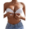image:imageGORGLITTER Womens Lace Push Up Bandeau Bra Front Closure Strapless Bra Padded Underwire BralettesWhite