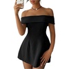 image:imageGORGLITTER Womens Off The Shoulder Bodycon Mini Dress Elegant Classy Summer Wedding Guest Cocktail Party SundressesBlack Bow