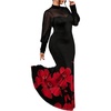 image:imageGORGLITTER Womens Plus Size Mesh Long Sleeve Dresses Sheer Mock Neck Formal Party Wedding Guest Long DressFloral Black