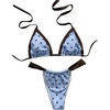 image:imageGORGLITTER Womens Polka Dots Bikini Set Cute Halter Triangle High Cut Thong Swimsuit Cheeky 2 Piece Bathing SuitBlue