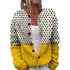 image:imageGORGLITTER Womens Polka Dots Sweater Color Block Long Sleeve Button Down Trendy CardiganWhite and Yellow