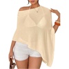 image:imageGORGLITTER Womens Sheer Poncho Shawl Top Bat Wing Cape Tops Crochet Lightweight Wrap Knit Sweater Fall Going Out OutfitsApricot
