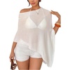 image:imageGORGLITTER Womens Sheer Poncho Shawl Top Bat Wing Cape Tops Crochet Lightweight Wrap Knit Sweater Fall Going Out OutfitsWhite