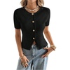 image:imageGORGLITTER Womens Short Sleeve Button Down Sweaters Cardigans Knit Tops Trendy Dressy Cute Cozy Cropped SweaterBlack
