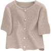 image:imageGORGLITTER Womens Short Sleeve Cardigan Sweater Trendy Fall 2025 Dressy Cute Button Up Lightweight Cable Knit CardiganKhaki
