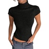 image:imageGORGLITTER Womens Short Sleeve Turtleneck Sweater Cropped Light Weight Casual Knit Tops Teacher Fall Outfits 2026Black