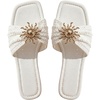 image:imageGORGLITTER Womens Straw Flat Sandals Summer Beach Cute Braided Square Toe Strappy Raffia Metal Slip On Slide SandalsBeige White