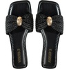 image:imageGORGLITTER Womens Straw Flat Sandals Summer Beach Cute Braided Square Toe Strappy Raffia Metal Slip On Slide SandalsBlack