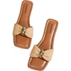 image:imageGORGLITTER Womens Straw Flat Sandals Summer Beach Cute Braided Square Toe Strappy Raffia Metal Slip On Slide SandalsGinger