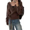 image:imageGORGLITTER Womens Wrap Cardigan Sweaters Long Sleeve Tie Drop Shoulder Trendy Knit Cardigan Outfits Old Money ClothesCoffee Brown