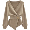 image:imageGORGLITTER Womens Wrap Tops Cardigan Sweater Casual Deep V Neck Long Sleeve Dressy Sweater Casual Going Out OutfitsApricot