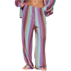 image:imageGORGLITTER Womens Boho Beach Cover Up Pants Crochet Low Rise Wide Leg Trousers Baggy Colorful Bottoms Festival OutfitsPurple Multicolor