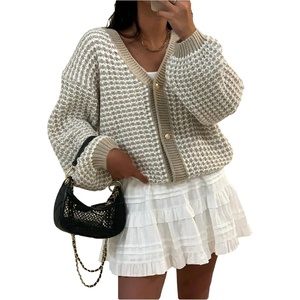 image:imageGORGLITTER Womens Button Up Cardigans Cozy Chunky Long Sleeve Oversized Trendy Spring 2026 Sweater Knitwear Tops Khaki Small