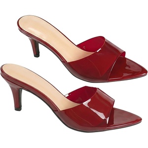 image:imageGORGLITTER Womens Clear Kitten Heels Pointed Open Toe Transparent Stiletto Heels Trendy Summer Heeled Sandals MinimalistBurgundy