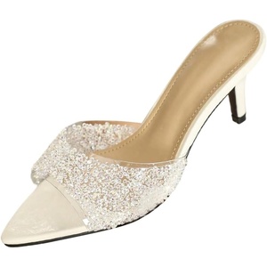 image:imageGORGLITTER Womens Clear Kitten Heels Pointed Open Toe Transparent Stiletto Heels Trendy Summer Heeled Sandals MinimalistWhite
