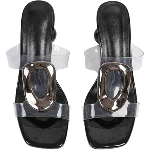 image:imageGORGLITTER Womens Clear Kitten Heels Transparent Dressy Metal Buckle Square Toe Party Cutout Heeled Prom SandalsBlack