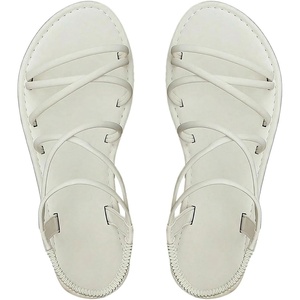 image:imageGORGLITTER Womens Criss Cross Sandals Dressy Summer Flat Toe Ring Ankle Strap Slide SandalsWhite