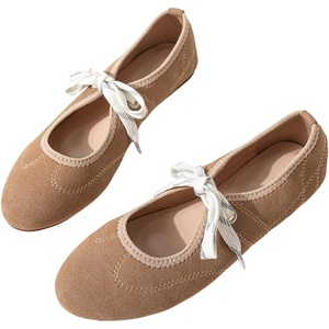image:imageGORGLITTER Womens Gold Ballet Flats Closed Toe Flat Sandal Dressy Square Toe Bow Metallic Dress Ballerina ShoesApricot