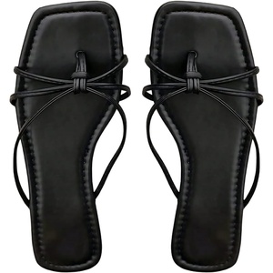 image:imageGORGLITTER Womens Gold Sandals Square Toe Strappy Thong Dressy Summer Cute Vacation Flip Flops Slides ShoesBlack
