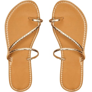 image:imageGORGLITTER Womens Gold Strappy Thong Sandals Dressy Open Toe Ring Cute Wedding Bridal Slingback Flat SandalsGold