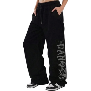 image:imageGORGLITTER Womens Leopard Cheetah Print Pants Baggy Wide Leg Low Rise Striped Flare Y2k Sweatpants TrousersBlack Graphic