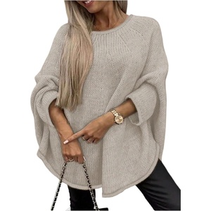 image:imageGORGLITTER Womens Oversized Sweater Crew Neck Chunky Knit Dolman Long Sleeve Fall Winter Slouchy Pullover TopsKhaki