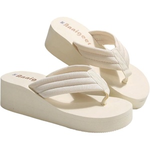 image:imageGORGLITTER Womens Platform Wedge Flip Flops Trendy Dressy Open Toe Thong Summer Casual SandalsBeige
