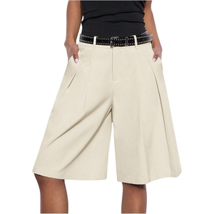 image:imageGORGLITTER Womens Pleated Baggy Dress Shorts Wide Leg Oversized Busniness Casual Office Work Shorts with PocketsApricot