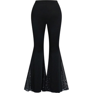 image:imageGORGLITTER Womens Plus Size Bell Bottom Pants 70s Sequin High Waist Mesh Flare Pants Disco Party Rave Outfit ClubwearBlack