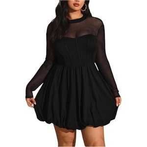 image:imageGORGLITTER Womens Plus Size Bubble Dress Mesh Long Sleeve Y2k Gothic Birthday Date Night Going Out Concert Mini DressBlack