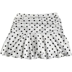 image:imageGORGLITTER Womens Polka Dots Ruffle Skirt with Shorts Low Rise Ruched Boho Flowy A Line SkortsBlack and White