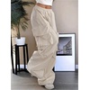 image:imageGORGLITTER Womens Baggy Cargo Pants Parachute Pants Wide Leg Low Rise Dressy Travel Hiking Track Pants Trousers WorkApricot