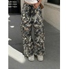 image:imageGORGLITTER Womens Baggy Cargo Pants Parachute Pants Wide Leg Low Rise Dressy Travel Hiking Track Pants Trousers WorkCamo