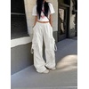 image:imageGORGLITTER Womens Baggy Cargo Pants Parachute Pants Wide Leg Low Rise Dressy Travel Hiking Track Pants Trousers WorkCream White