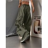 image:imageGORGLITTER Womens Baggy Cargo Pants Parachute Pants Wide Leg Low Rise Dressy Travel Hiking Track Pants Trousers WorkMedium Green