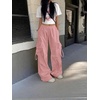 image:imageGORGLITTER Womens Baggy Cargo Pants Parachute Pants Wide Leg Low Rise Dressy Travel Hiking Track Pants Trousers WorkMedium Pink