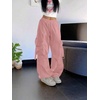 image:imageGORGLITTER Womens Baggy Cargo Pants Parachute Pants Wide Leg Low Rise Dressy Travel Hiking Track Pants Trousers WorkMedium Pink