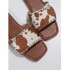image:imageGORGLITTER Womens Cow Print Flat Sandals Studded Square Open Toe Slip On Party Vacation Dressy 2026 Slide ShoesBrown