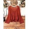 image:imageGORGLITTER Womens Crochet Tops Boho Summer Vacation Going Out Outfits V Neck Long Sleeve Scallop Hem Knit Top Cover UpBurnt Orange