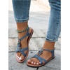 image:imageGORGLITTER Womens Denim Sandals Boho Roman Strappy Slides Elastic Ankle Strap Jean Shoes Beach Vacation Summer Flats Blue 85