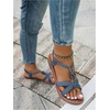 image:imageGORGLITTER Womens Denim Sandals Boho Roman Strappy Slides Elastic Ankle Strap Jean Shoes Beach Vacation Summer Flats Blue 85