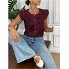 image:imageGORGLITTER Womens Flower Button Up Vintage Eyelet Blouse Dressy Casual Sleeveless Boho Cute Embroidered Western TopsRed