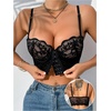 image:imageGORGLITTER Womens Front Closure Push Up Bra Floral Lace Sheer Sexy Underwire Everyday BrasBlack