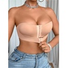 image:imageGORGLITTER Womens Front Closure Strapless Push Up Bras Seamless Wireless Bandeau BraletteKhaki