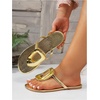 image:imageGORGLITTER Womens Gold Flat Sandals Flip Flops Dressy Metallic Open Toe Thong Summer Beach Vacation Slides Sandals 2026Gold