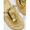 image:imageGORGLITTER Womens Gold Flat Sandals Flip Flops Dressy Metallic Open Toe Thong Summer Beach Vacation Slides Sandals 2026Gold