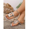 image:imageGORGLITTER Womens Gold Flat Sandals Flip Flops Dressy Metallic Open Toe Thong Summer Beach Vacation Slides Sandals 2026Metallic Silver