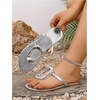 image:imageGORGLITTER Womens Gold Flat Sandals Flip Flops Dressy Metallic Open Toe Thong Summer Beach Vacation Slides Sandals 2026Metallic Silver